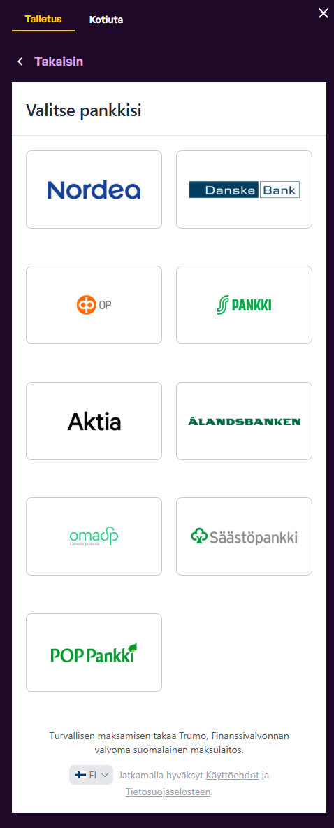 Talletus ilman rekisteröintiä onnistuu suomalaisilla pankkitunnuksilla