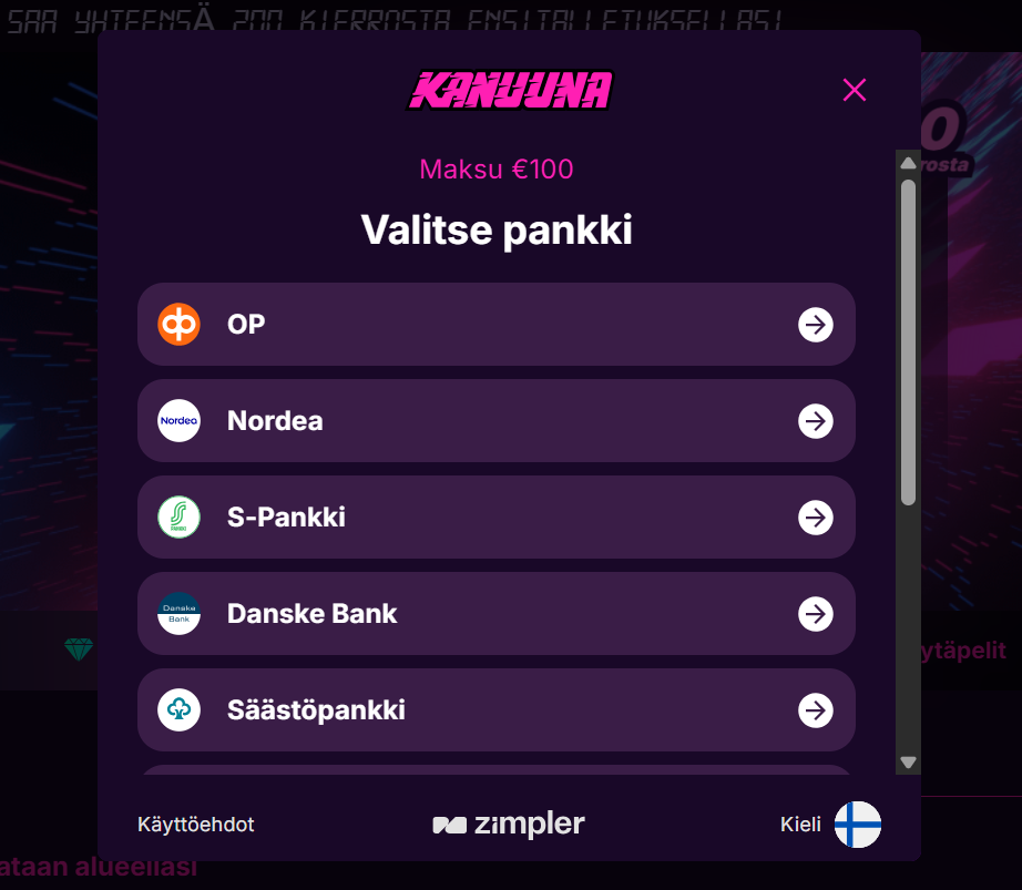Zimpler maksun vahvistaminen tapahtuu turvallisesti suomalaisilla pankkitunnuksilla