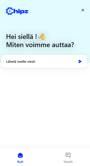 Chipz Casinon asiakaspalvelun kuvakaappaus