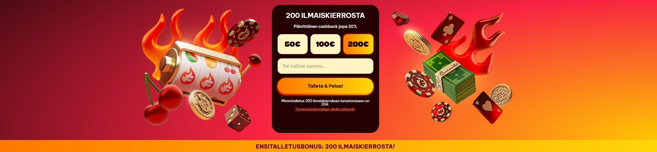 Flamez Casinon bonussivun kuvakaappaus