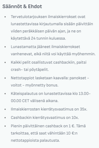 Ilmaiskierroksien säännöt ja ehdot esimerkki auttaa suomalaisia pelaajia ymmärtämään bonusehdot