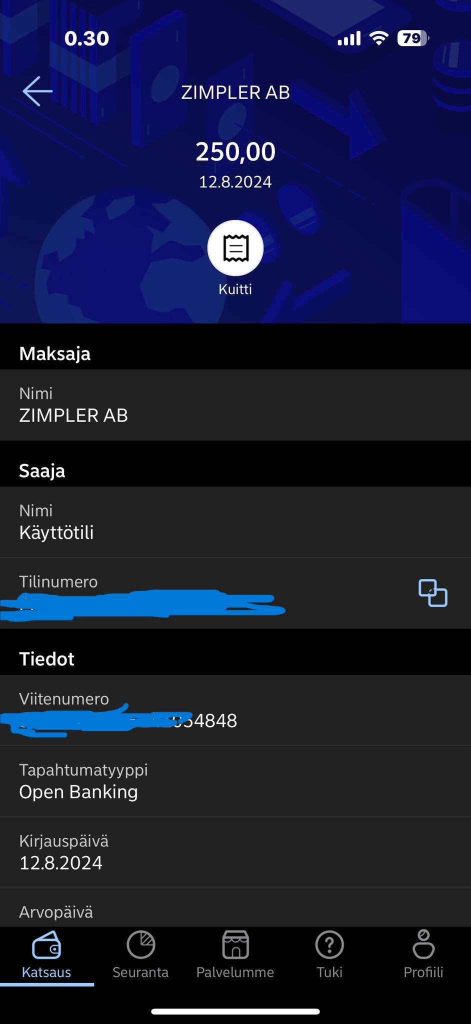 Kanuuna Kasinon kotiutusprosessin kuvakaappaus