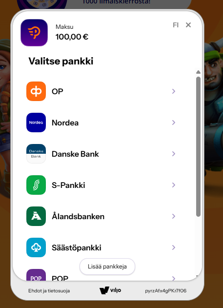 Pay N Play talletus onnistuu suomalaisille pelaajille heti pankkitunnuksilla ilman rekisteröintiä