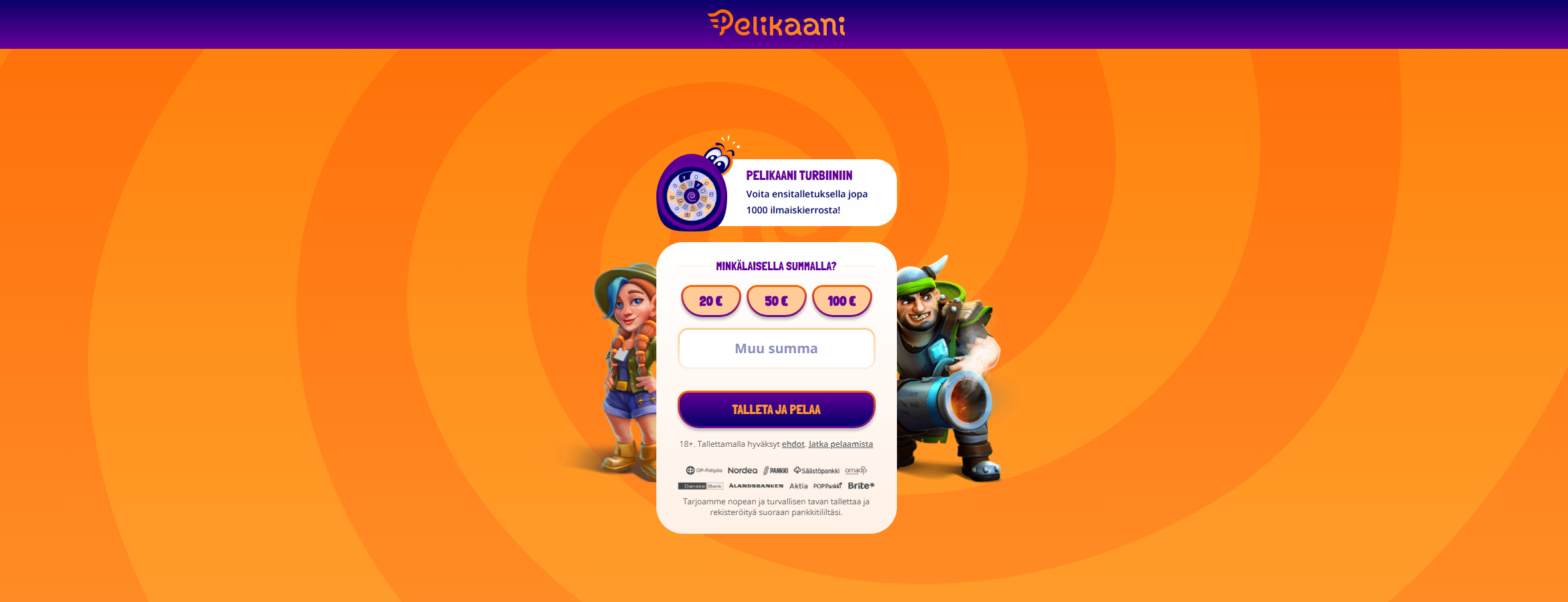 Kuvakaappaus Pelikaani Kasinon bonustarjouksesta