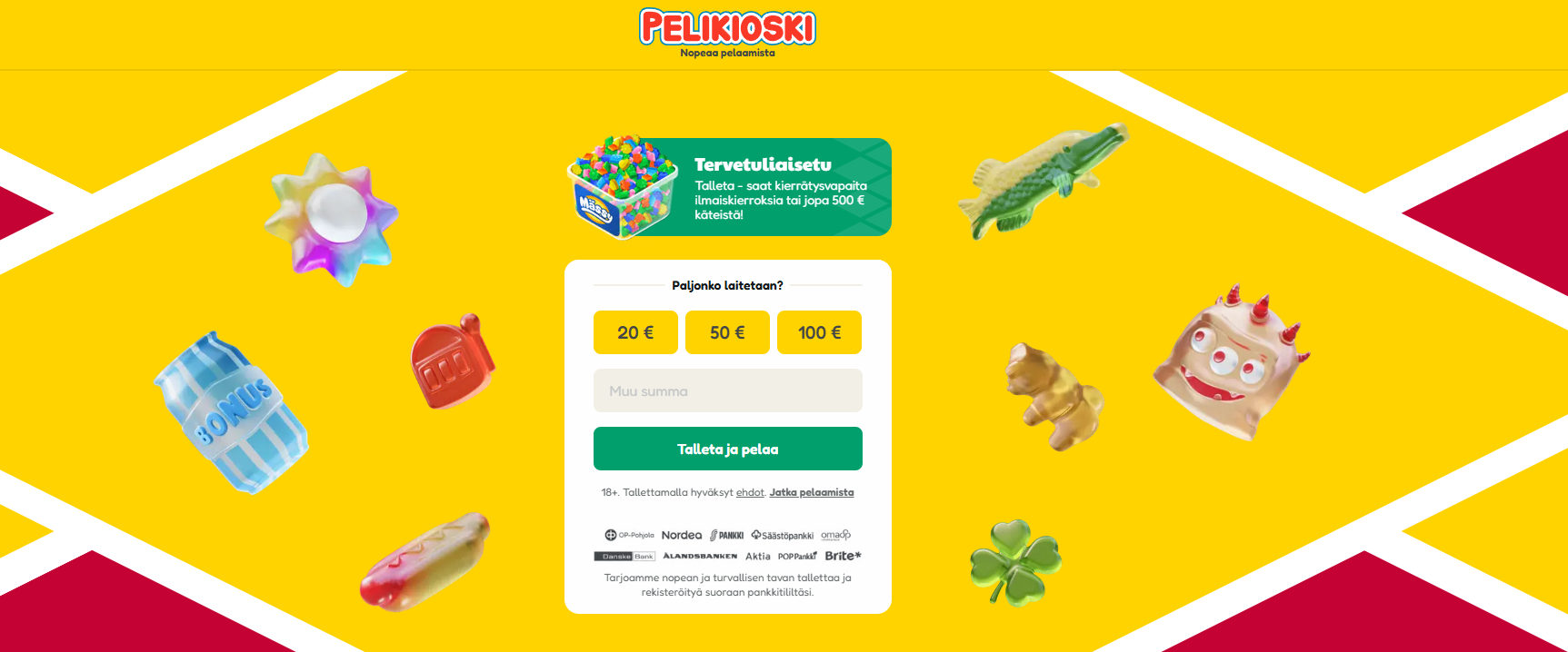 Kuvakaappaus Pelikioski Kasinon bonustarjouksesta