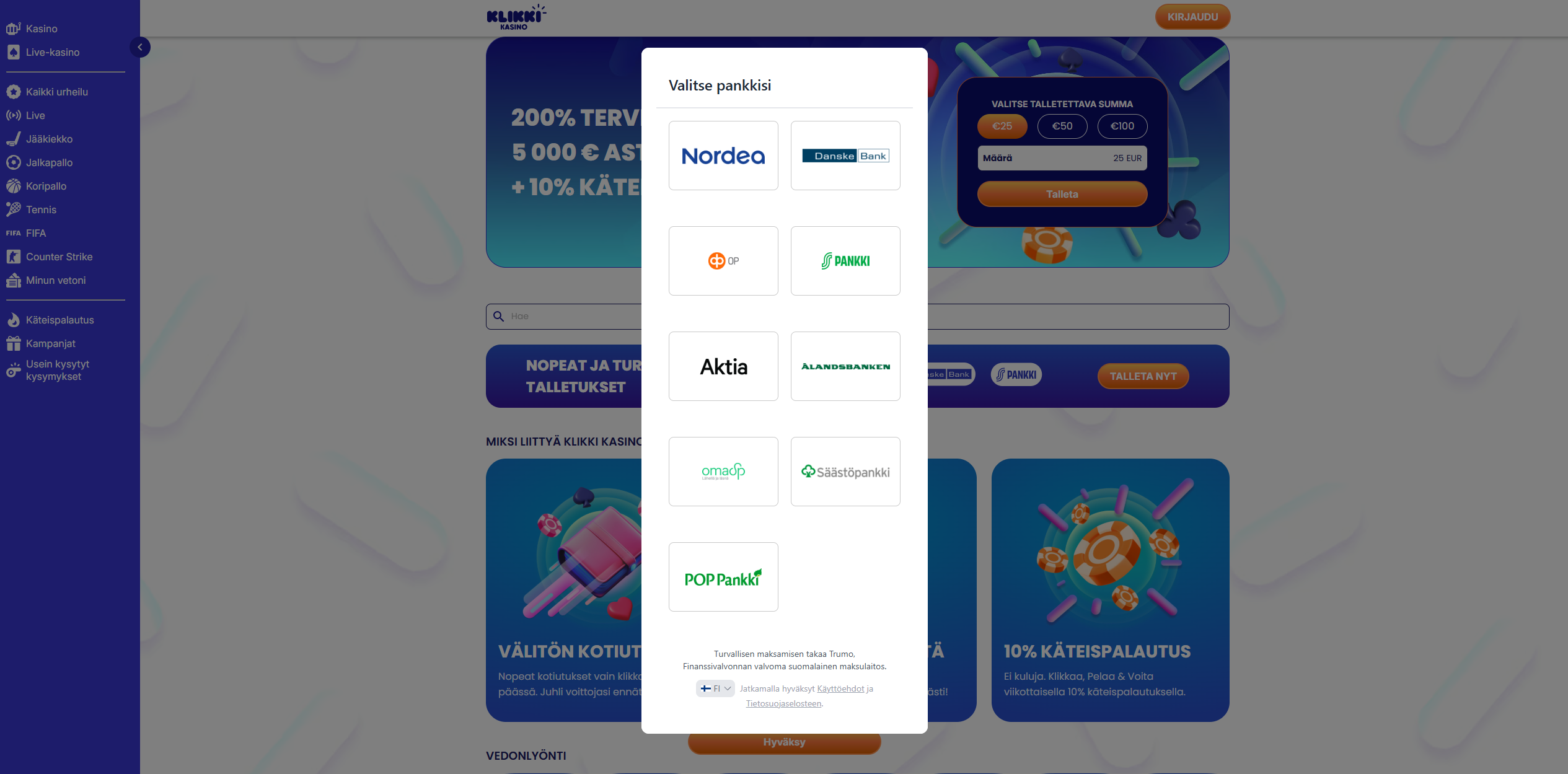 Trumo kasino ilman rekisteröitymistä tarjoaa suomalaisille nopeat talletukset ja kotiutukset