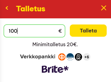 Kuvakaappaus Tuplaus Casinon talletussivusta