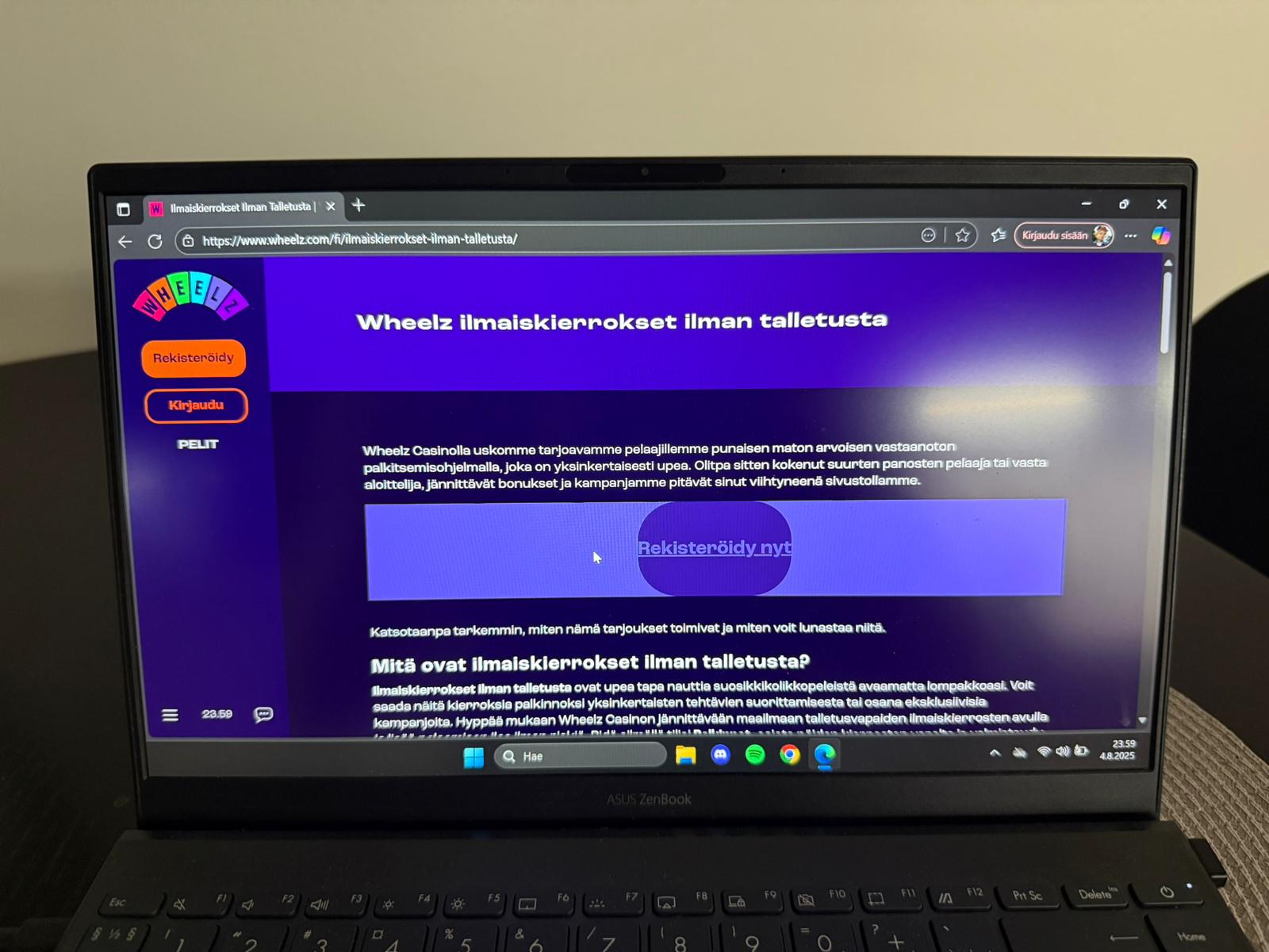 Wheelz Casino ilmaiskierroksia ilman talletusta antaa suomalaisille pelaajille ilmaisen aloitusedun