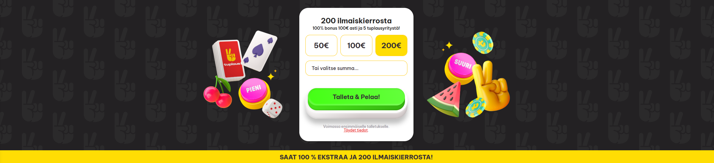 Kuvakaappaus Tuplaus Kasinon uudesta kasinobonuksesta